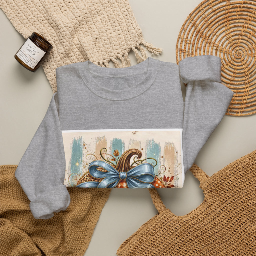 Autumn Plaid Pumpkins Crewneck Sweatshirt — Cozy Fall Pumpkin Art Pullover