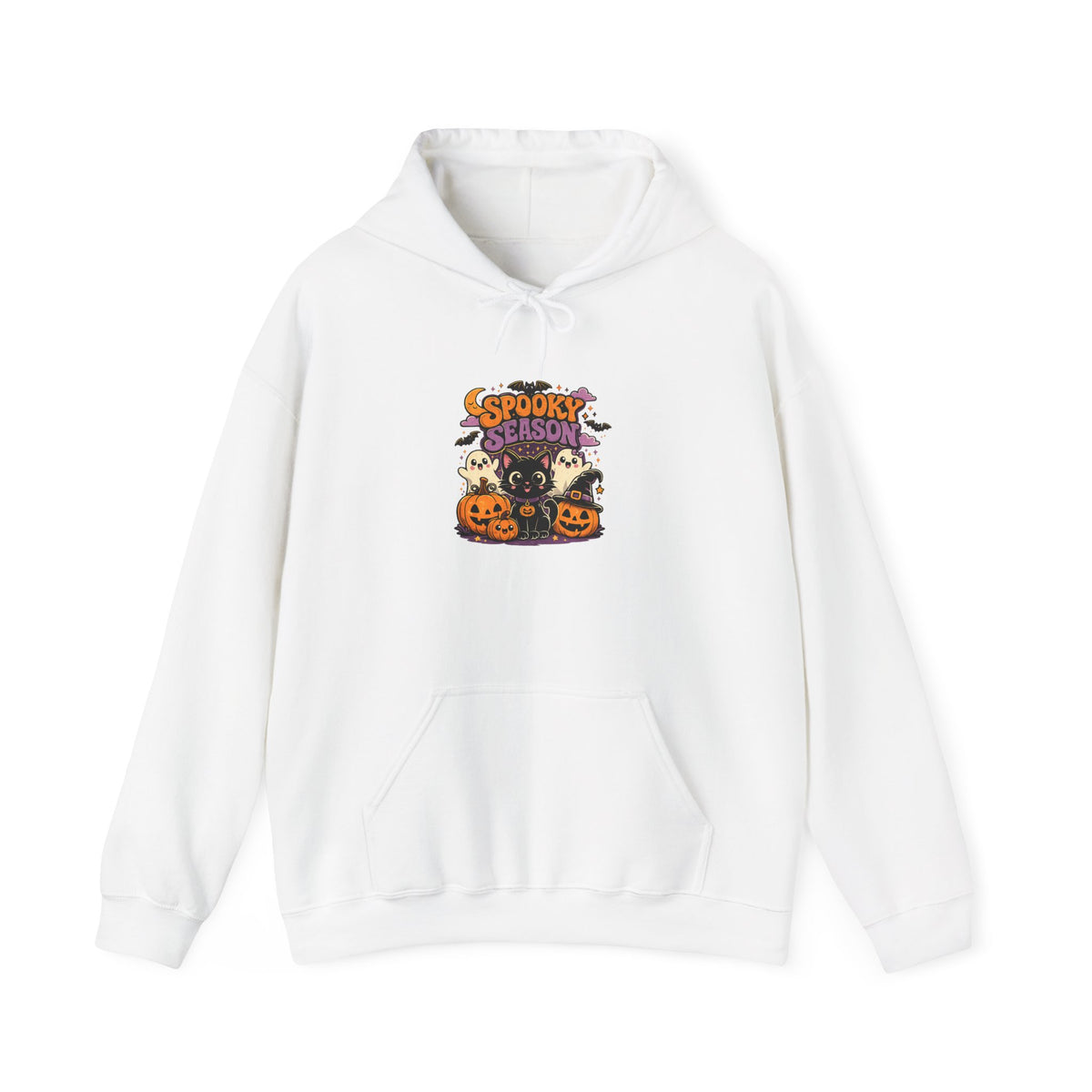 Spooky Season Halloween Hoodie – Cute Ghosts, Cats & Pumpkins Design