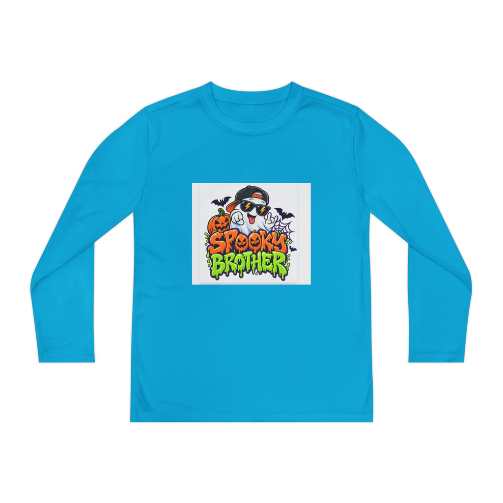 Youth Long Sleeve Tee — "Spooky Brother" Halloween Ghost Graphic