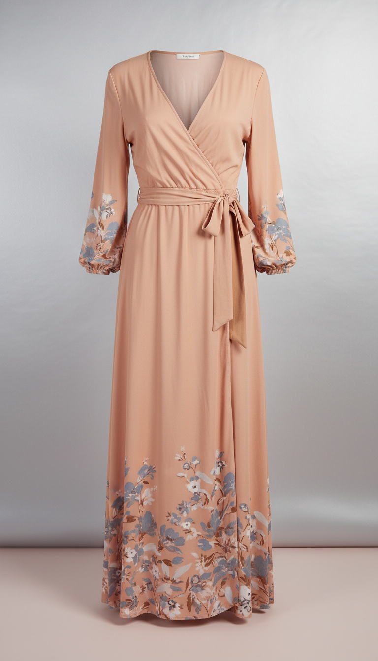 Peachy Blush Cotton Wrap Dress